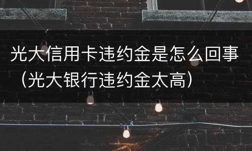 光大信用卡违约金是怎么回事（光大银行违约金太高）
