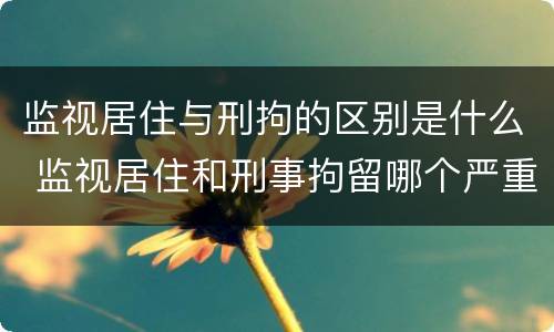 监视居住与刑拘的区别是什么 监视居住和刑事拘留哪个严重最新专家回答