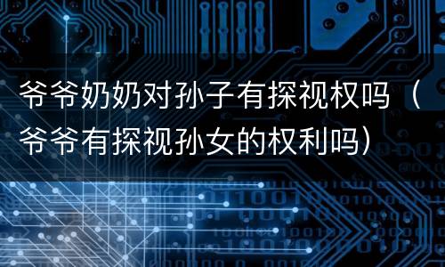 爷爷奶奶对孙子有探视权吗（爷爷有探视孙女的权利吗）