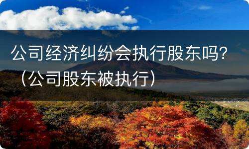 公司经济纠纷会执行股东吗？（公司股东被执行）