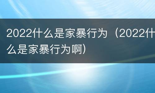 2022什么是家暴行为（2022什么是家暴行为啊）