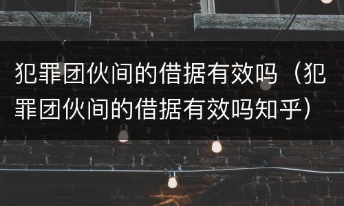 犯罪团伙间的借据有效吗（犯罪团伙间的借据有效吗知乎）
