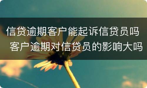 信贷逾期客户能起诉信贷员吗 客户逾期对信贷员的影响大吗