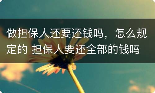 做担保人还要还钱吗，怎么规定的 担保人要还全部的钱吗