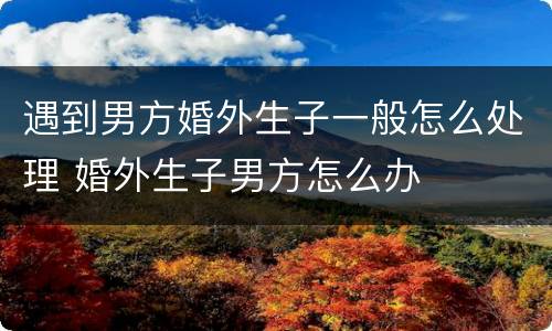 遇到男方婚外生子一般怎么处理 婚外生子男方怎么办