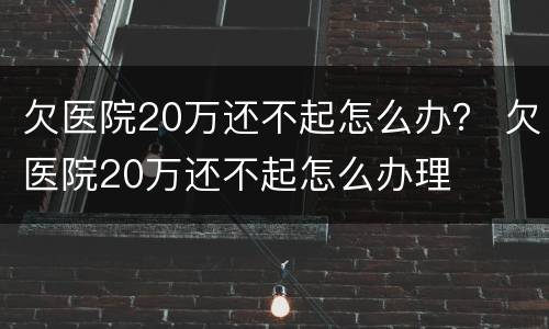 欠医院20万还不起怎么办？ 欠医院20万还不起怎么办理