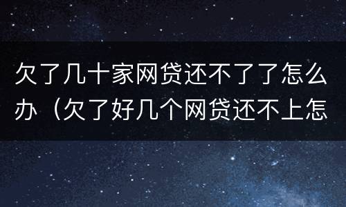 欠了几十家网贷还不了了怎么办（欠了好几个网贷还不上怎么办）