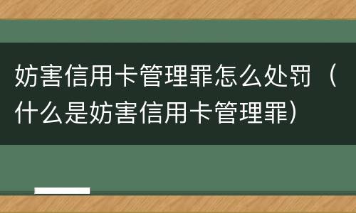 妨害信用卡管理罪怎么处罚（什么是妨害信用卡管理罪）