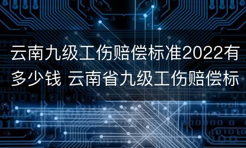 云南九级工伤赔偿标准2022有多少钱 云南省九级工伤赔偿标准