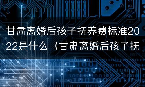 甘肃离婚后孩子抚养费标准2022是什么（甘肃离婚后孩子抚养费标准2022是什么时候发放）