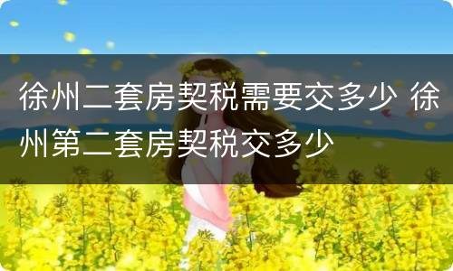 徐州二套房契税需要交多少 徐州第二套房契税交多少