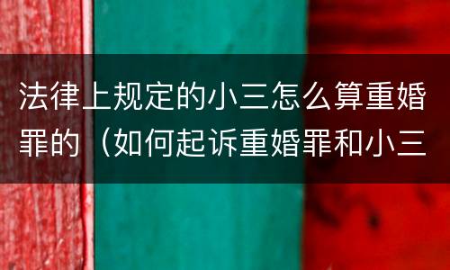 法律上规定的小三怎么算重婚罪的（如何起诉重婚罪和小三）