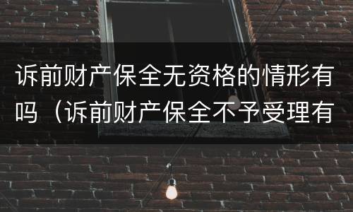诉前财产保全无资格的情形有吗（诉前财产保全不予受理有几种情况）