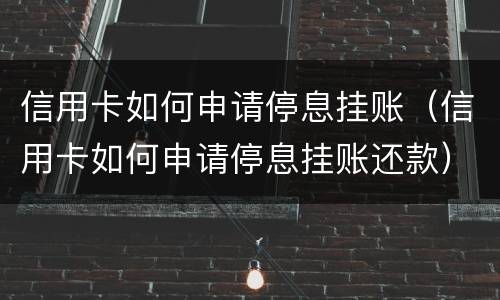 信用卡如何申请停息挂账（信用卡如何申请停息挂账还款）