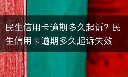 民生信用卡逾期多久起诉? 民生信用卡逾期多久起诉失效