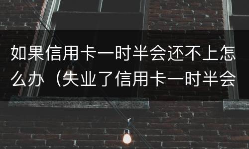 如果信用卡一时半会还不上怎么办（失业了信用卡一时半会还不上）