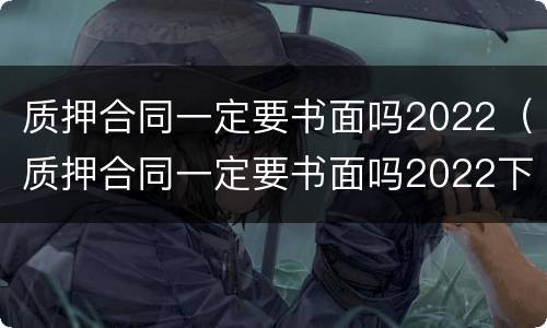 质押合同一定要书面吗2022（质押合同一定要书面吗2022下半年）