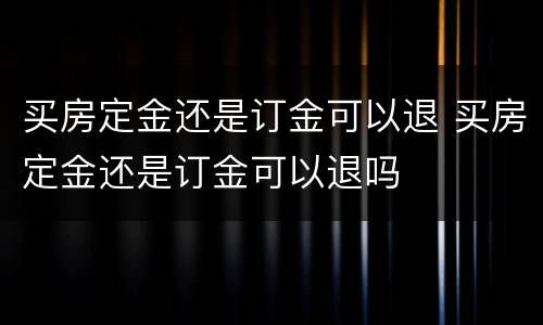 买房定金还是订金可以退 买房定金还是订金可以退吗