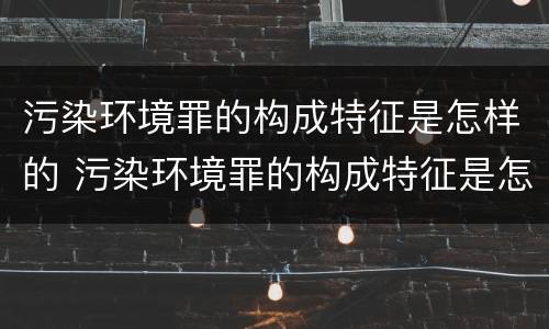 污染环境罪的构成特征是怎样的 污染环境罪的构成特征是怎样的呢