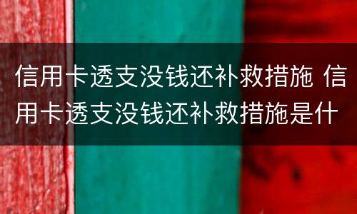 信用卡透支没钱还补救措施 信用卡透支没钱还补救措施是什么