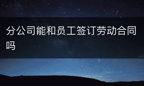 分公司能和员工签订劳动合同吗