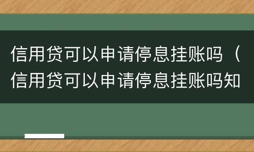 信用贷可以申请停息挂账吗（信用贷可以申请停息挂账吗知乎）