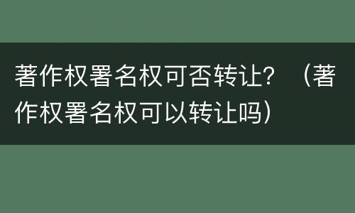 著作权署名权可否转让？（著作权署名权可以转让吗）