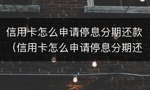 信用卡怎么申请停息分期还款（信用卡怎么申请停息分期还款业务）