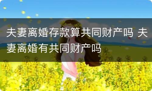 夫妻离婚存款算共同财产吗 夫妻离婚有共同财产吗