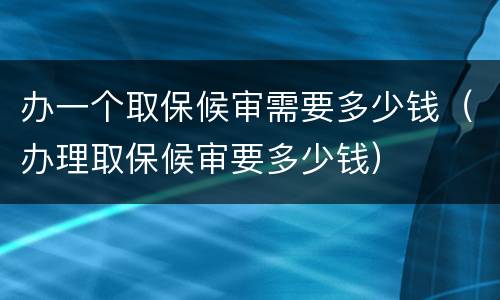 办一个取保候审需要多少钱（办理取保候审要多少钱）