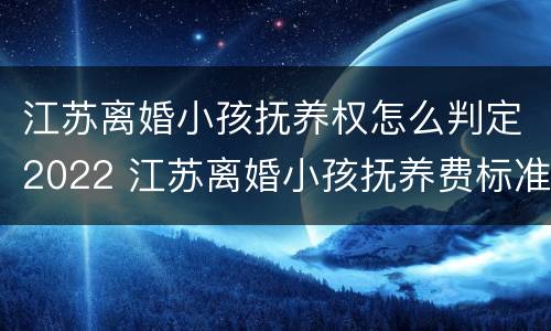 江苏离婚小孩抚养权怎么判定2022 江苏离婚小孩抚养费标准