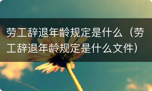 劳工辞退年龄规定是什么（劳工辞退年龄规定是什么文件）