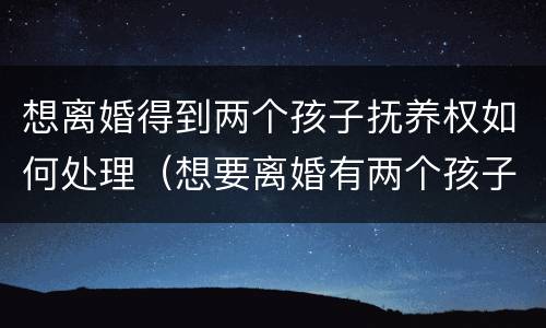 想离婚得到两个孩子抚养权如何处理（想要离婚有两个孩子怎么办）