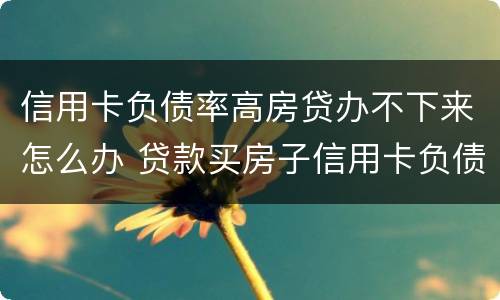 信用卡负债率高房贷办不下来怎么办 贷款买房子信用卡负债过高怎么办
