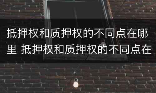 抵押权和质押权的不同点在哪里 抵押权和质押权的不同点在哪里可以查到