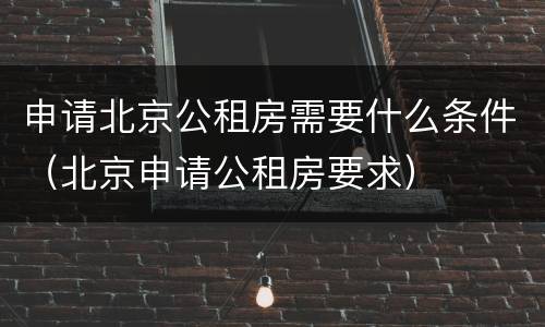 申请北京公租房需要什么条件（北京申请公租房要求）