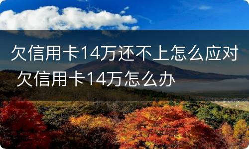 欠信用卡14万还不上怎么应对 欠信用卡14万怎么办