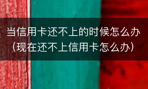 当信用卡还不上的时候怎么办（现在还不上信用卡怎么办）