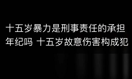 十五岁暴力是刑事责任的承担年纪吗 十五岁故意伤害构成犯罪吗