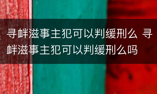 寻衅滋事主犯可以判缓刑么 寻衅滋事主犯可以判缓刑么吗