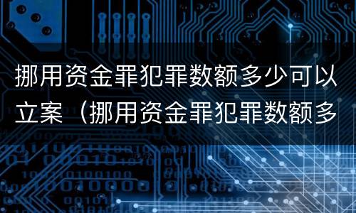 挪用资金罪犯罪数额多少可以立案（挪用资金罪犯罪数额多少可以立案起诉）
