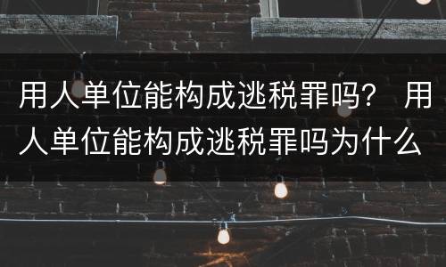 用人单位能构成逃税罪吗？ 用人单位能构成逃税罪吗为什么
