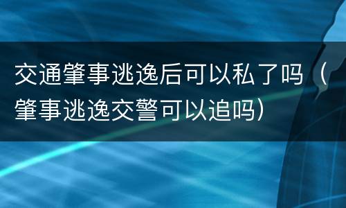 交通肇事逃逸后可以私了吗（肇事逃逸交警可以追吗）