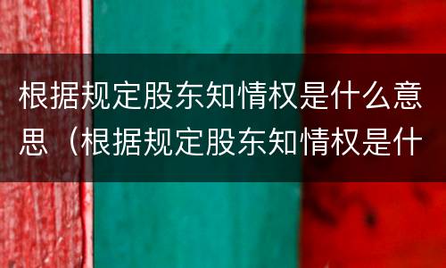 根据规定股东知情权是什么意思（根据规定股东知情权是什么意思啊）