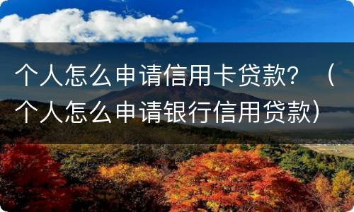 个人怎么申请信用卡贷款？（个人怎么申请银行信用贷款）