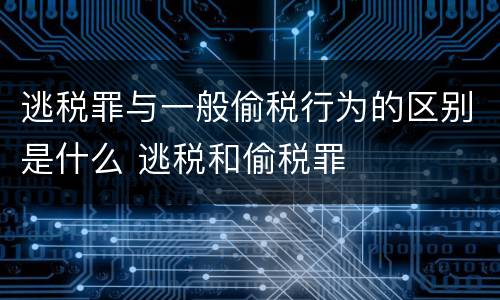 逃税罪与一般偷税行为的区别是什么 逃税和偷税罪