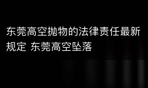 东莞高空抛物的法律责任最新规定 东莞高空坠落