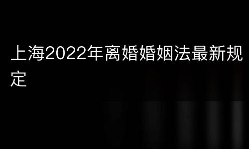 上海2022年离婚婚姻法最新规定