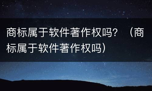 商标属于软件著作权吗？（商标属于软件著作权吗）
