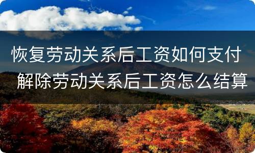 恢复劳动关系后工资如何支付 解除劳动关系后工资怎么结算